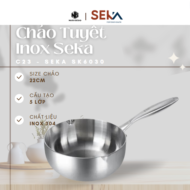 Chảo Tuyết Inox SEKA SK6030 ; Size: 22cm