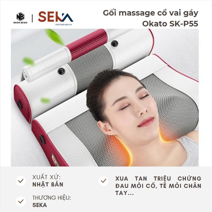 Gối massage cổ vai gáy Okato SK-P55