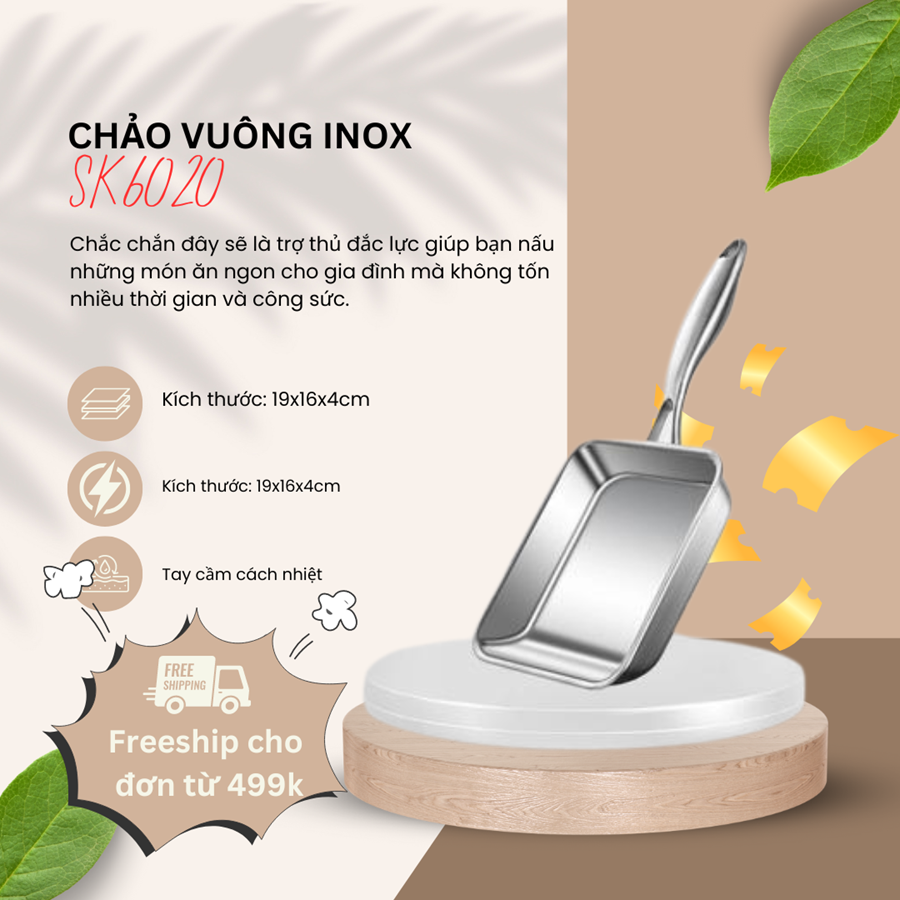 Chảo Vuông Inox SK6020