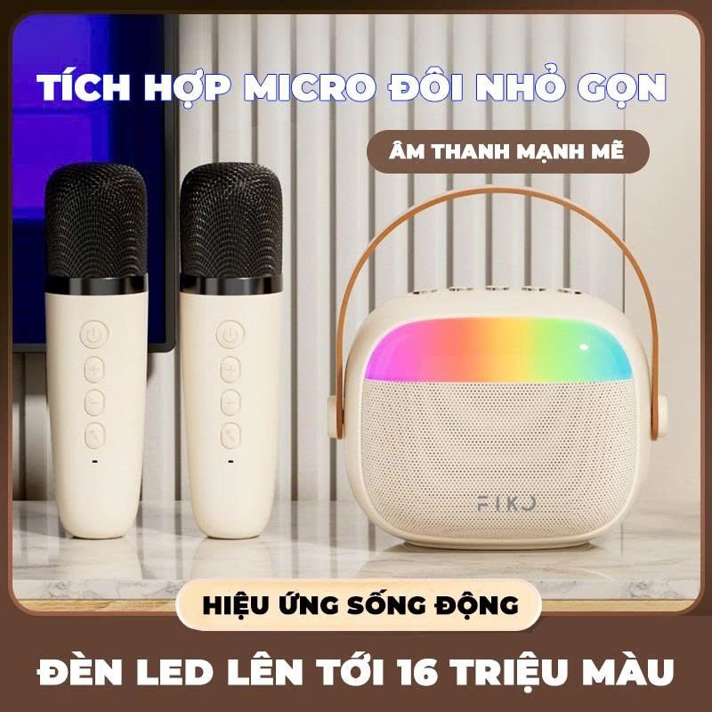 Loa karaoke bluetooth mini FIKO S6 PRO - Tích hợp micro đôi