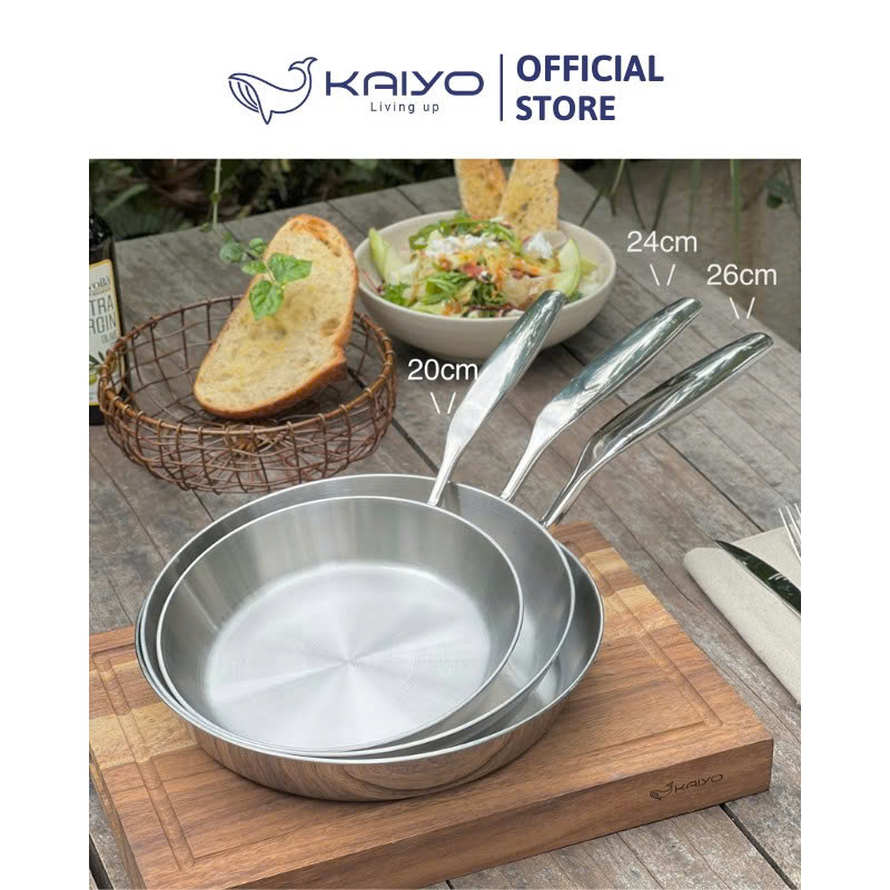 Chảo inox 316 liền khối 5-ply Premium Kaiyo; size 20 cm