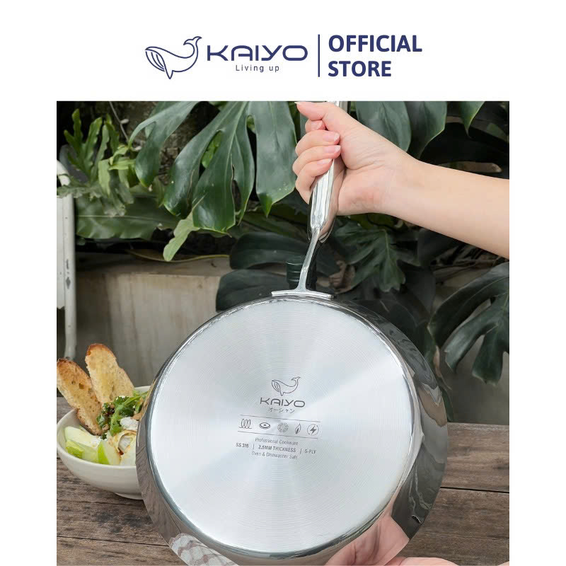 Chảo inox 316 liền khối 5-ply Premium Kaiyo; size 20 cm