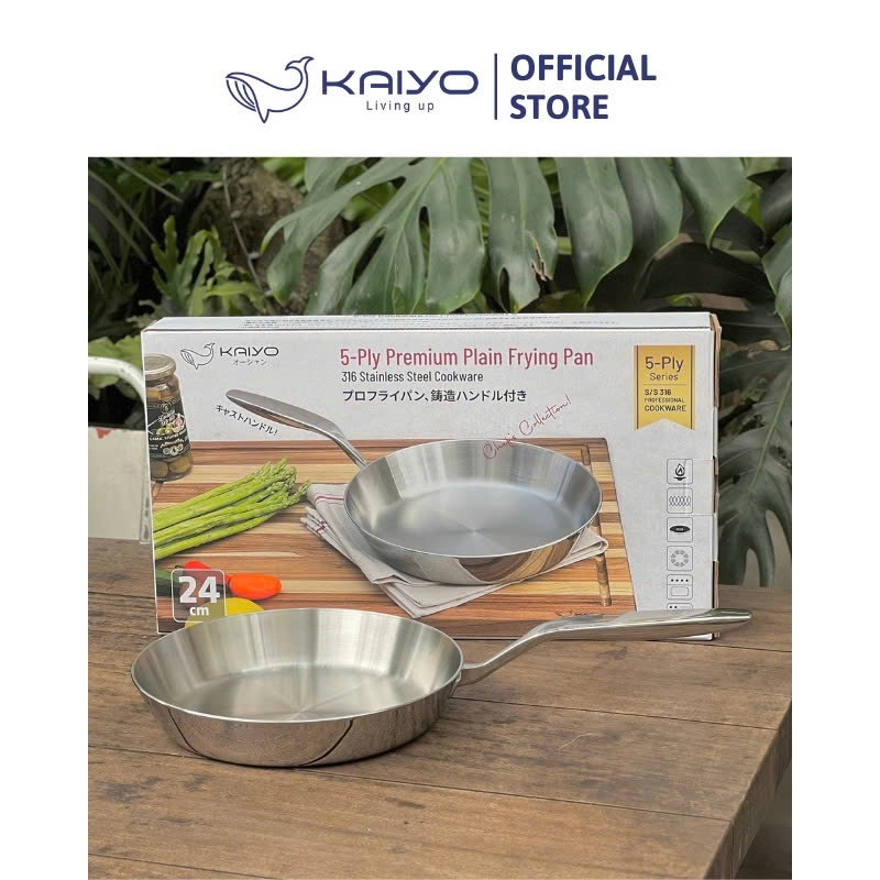 Chảo inox 316 liền khối 5-ply Premium Kaiyo; size 20 cm