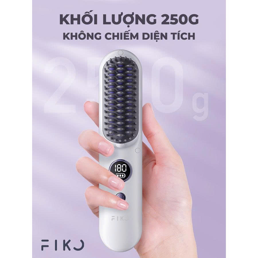 Lược điện không dây ion âm FIKO EC01 - Tặng dock sạc không dây