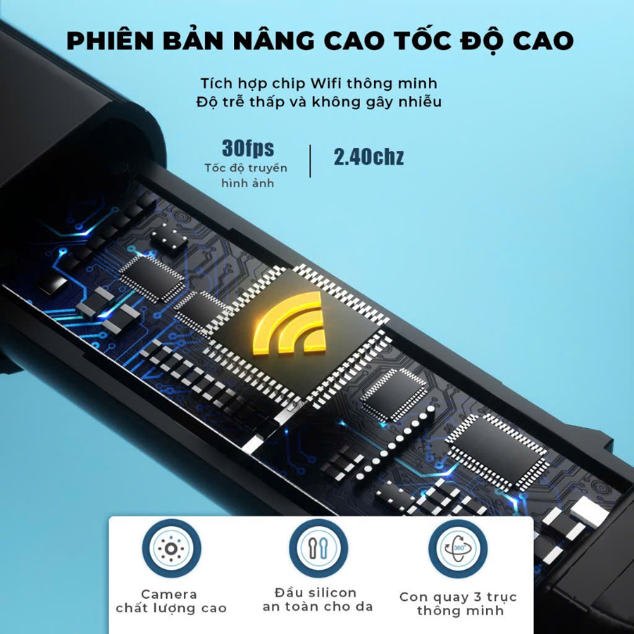 Dụng cụ lấy ráy tai có camera đầu kim loại bọc silicon FIKO E9S - Tặng 1 đầu kim loại, 5 đầu bọc silicon