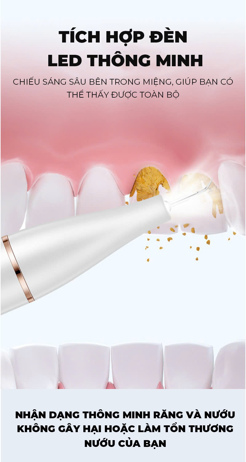 Máy lấy cao răng, làm sạch mảng bám tại nhà FIKO T6 PRO - Tặng gương nha khoa