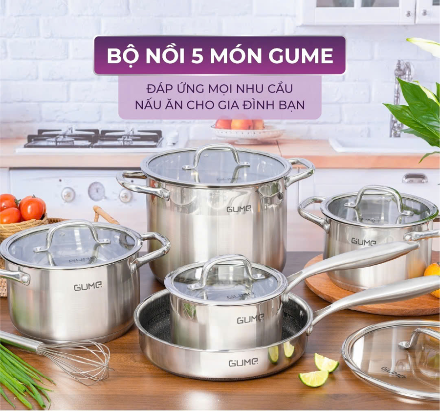 Bộ nồi inox 5 món GMPPS-2201